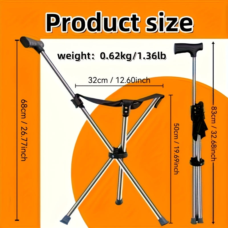 Walking Cane with Seat - 2-in-1 Design - Souliia