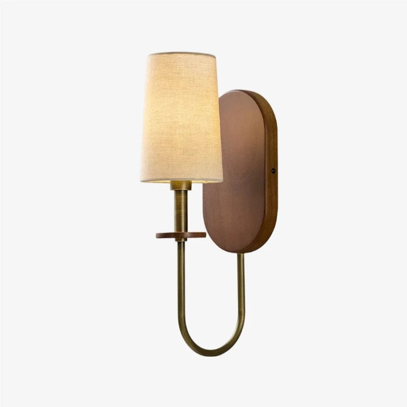 Massivholz Stoff-Wandleuchte | Souliia