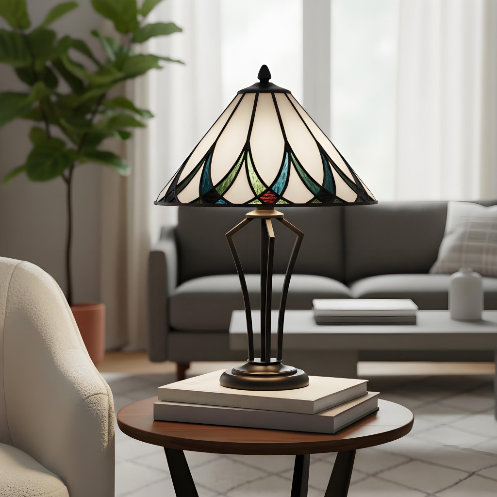 TF Handgeblasene Wasserwellen-Glas-Tischlampe – Klassische Tischbeleuchtung für Sofa-Beistelltisch und Nachttisch | Souliia