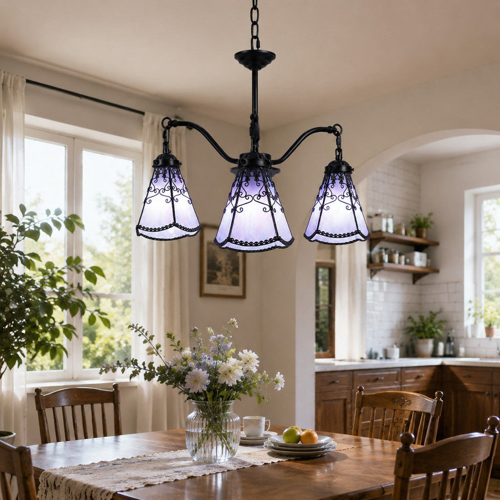 Tiffany-Style 3-Light Glass Pendant Chandelier | Souliia