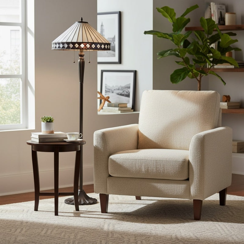 TiffStar Kunstglas Stehleuchte mit Ornamentmuster-Schirm – Stehlampe für Wohnzimmer | Souliia