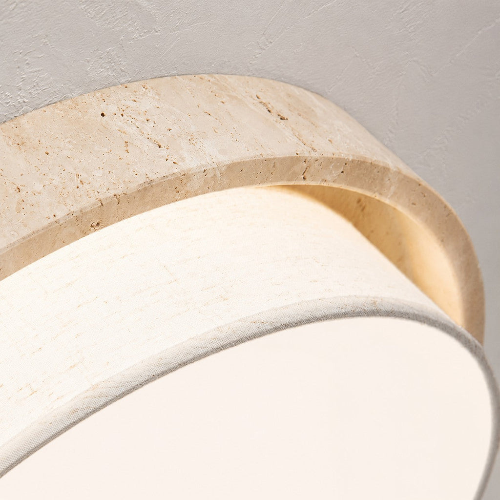 Travertine Fabric Flush Mount Ceiling Light | Souliia