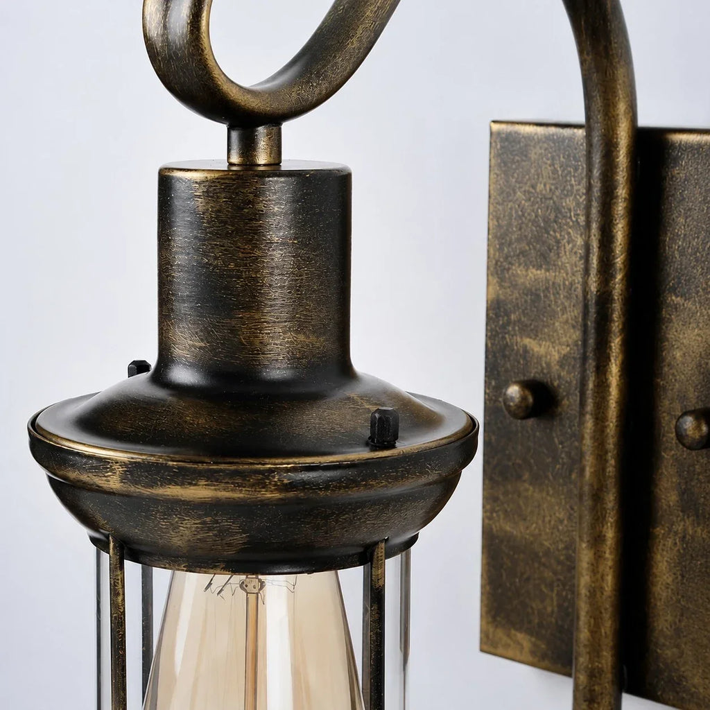 Rustic Antique Bronze Outdoor Wall Lantern | Souliia