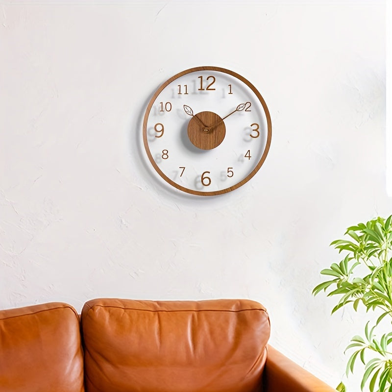 Leafora Minimalist Floating Wall Clock — Clean Leaf Motif Dial