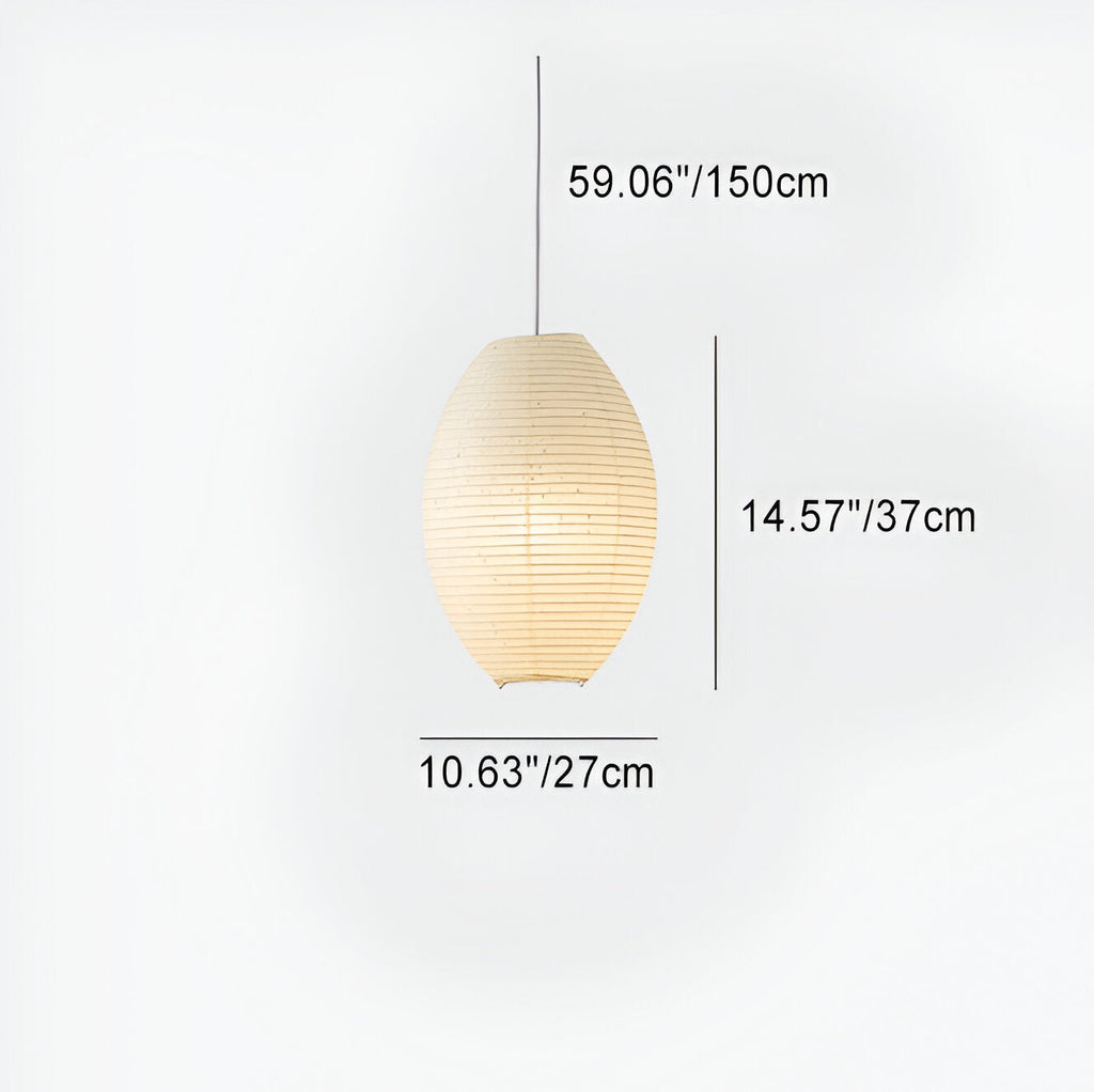 Traditionelle Japandi Wabi-Sabi Elliptische Papier-Pendelleuchte | Souliia