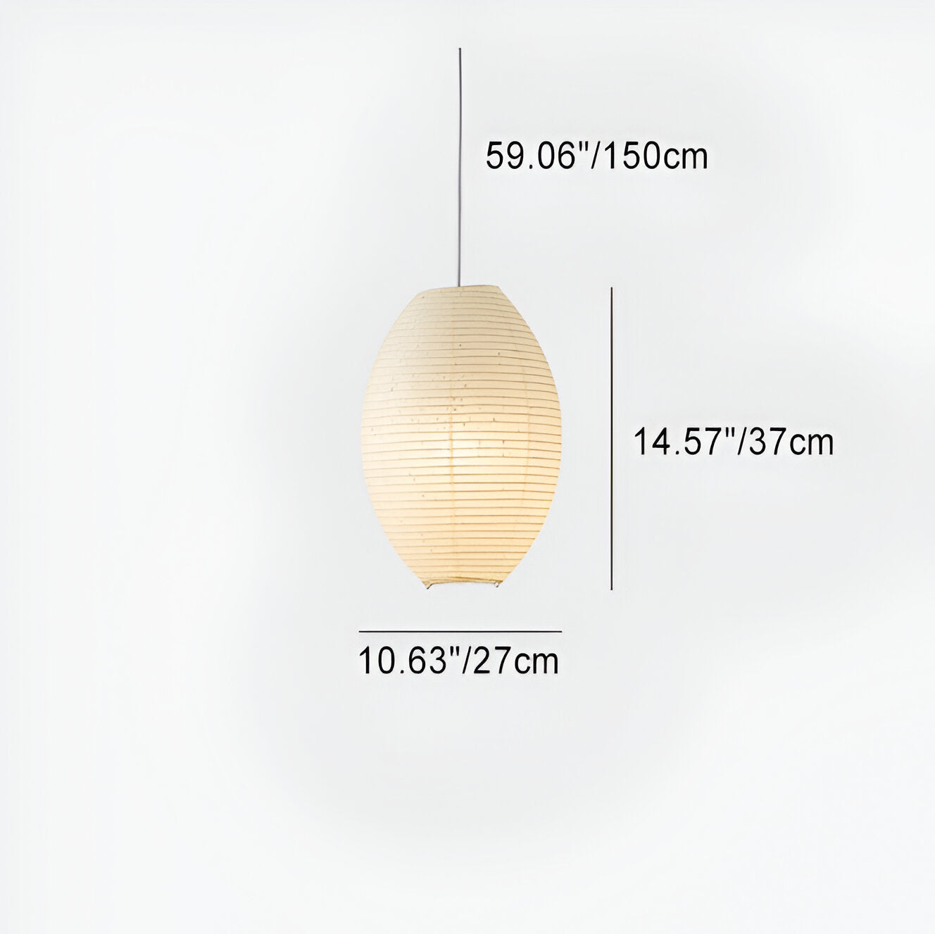 Traditionelle Japandi Wabi-Sabi Elliptische Papier-Pendelleuchte | Souliia