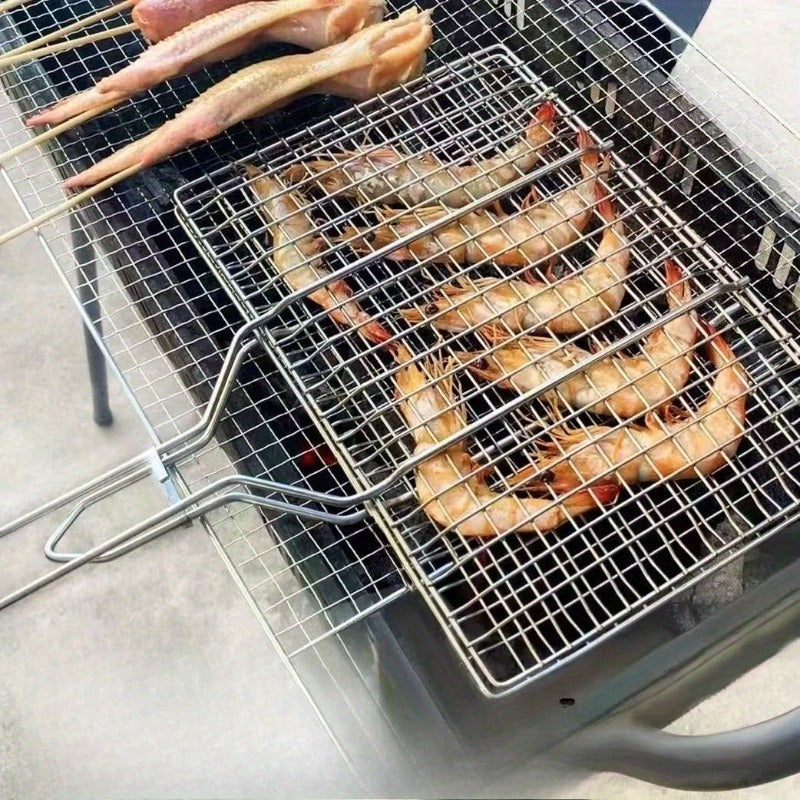 GrillGrid Large-Capacity Bbq Basket — Rectangular Design, Secure Flip Action, Even Heat Distribution