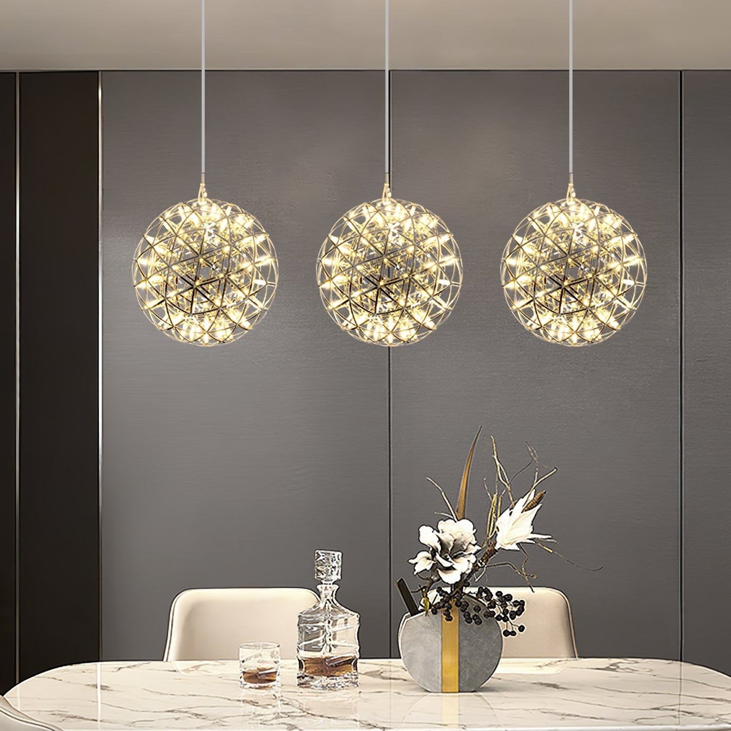 Silver Spark Ball Pendant Light | Souliia