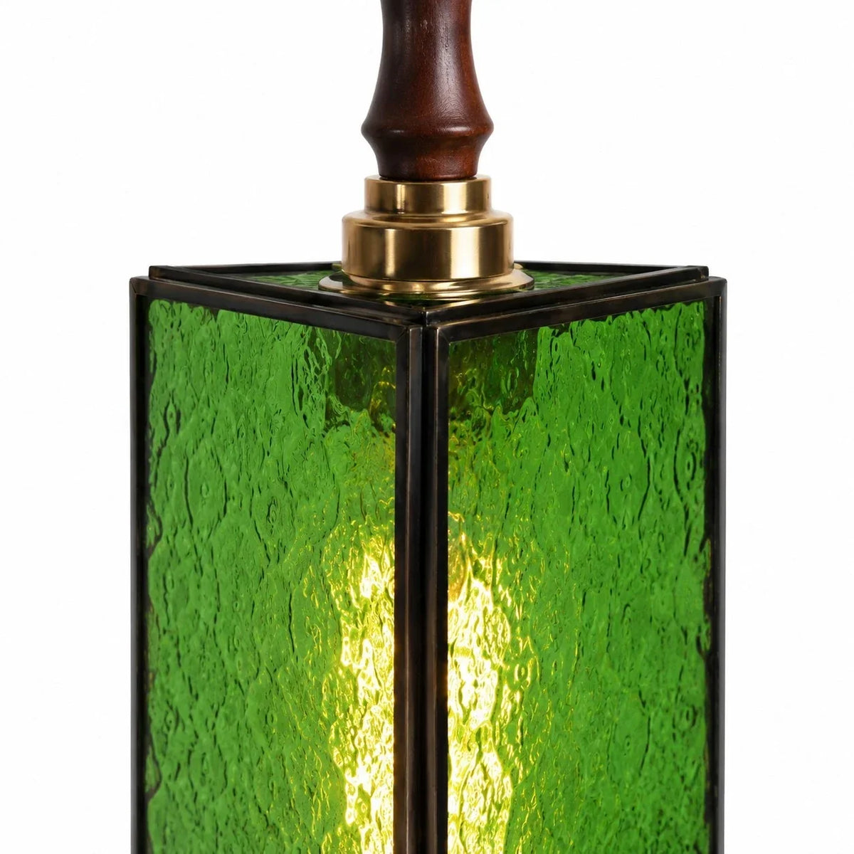 Vintage Textured Glass Pendant Light with Wood Accent | Souliia