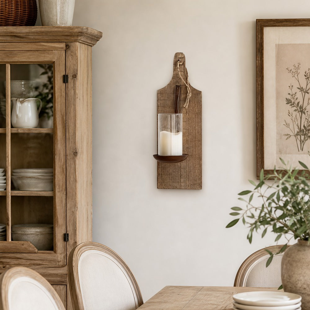 Rustic Farmhouse Wooden Wall Sconce | Souliia