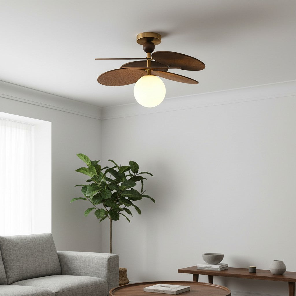 Orrise Cascading Leaf Ceiling Light - Modern Metal and Wood for Bedrooms and Living Rooms | Souliia