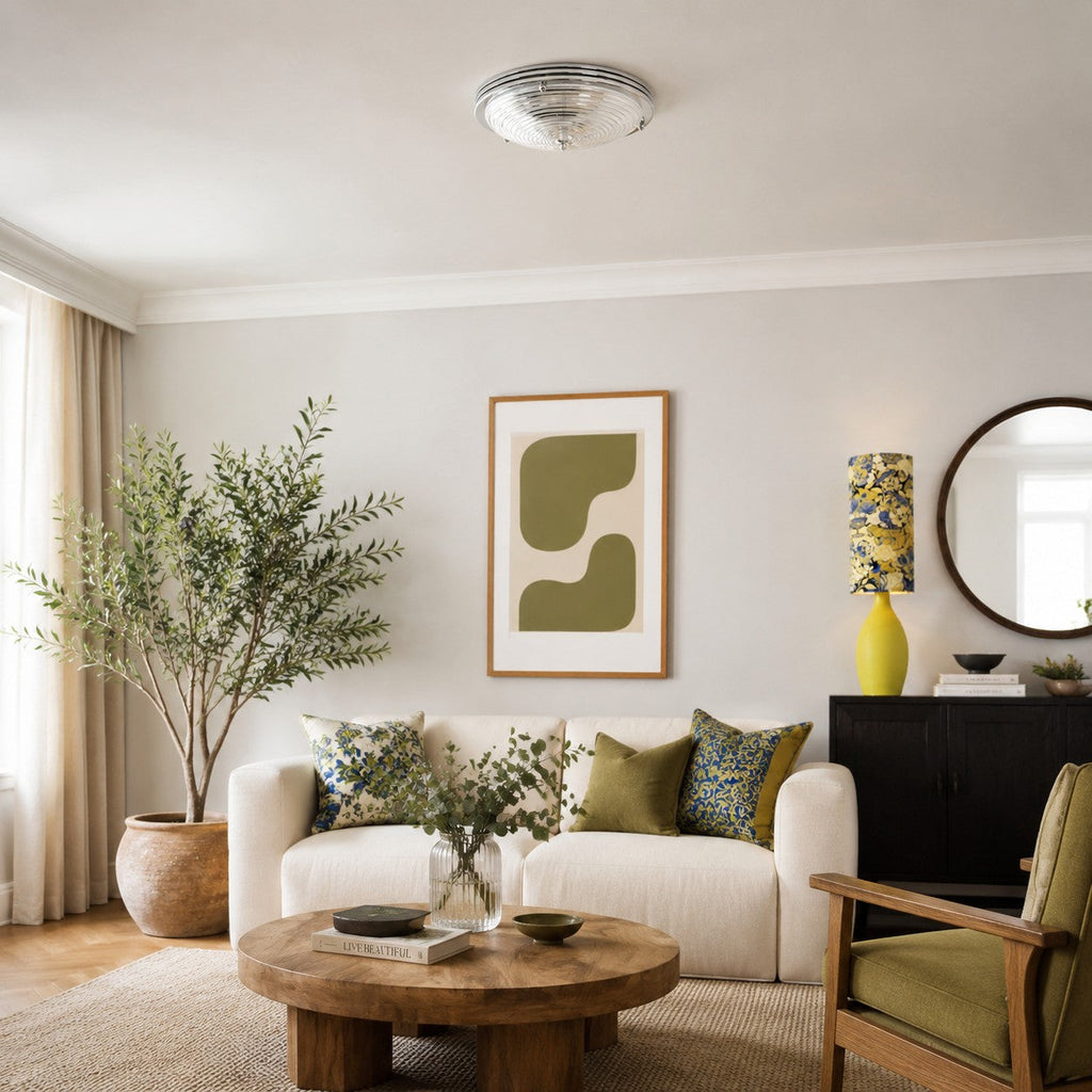 Rippled Glass Flush Mount Ceiling Light | Souliia