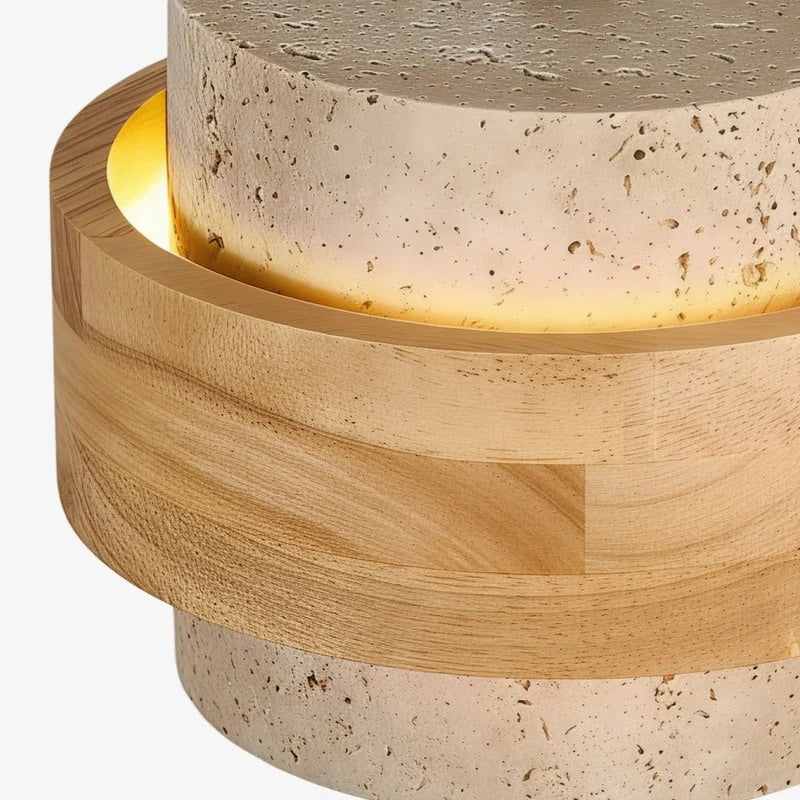 Travertine Stone and Wood Pendant Lamp | Souliia