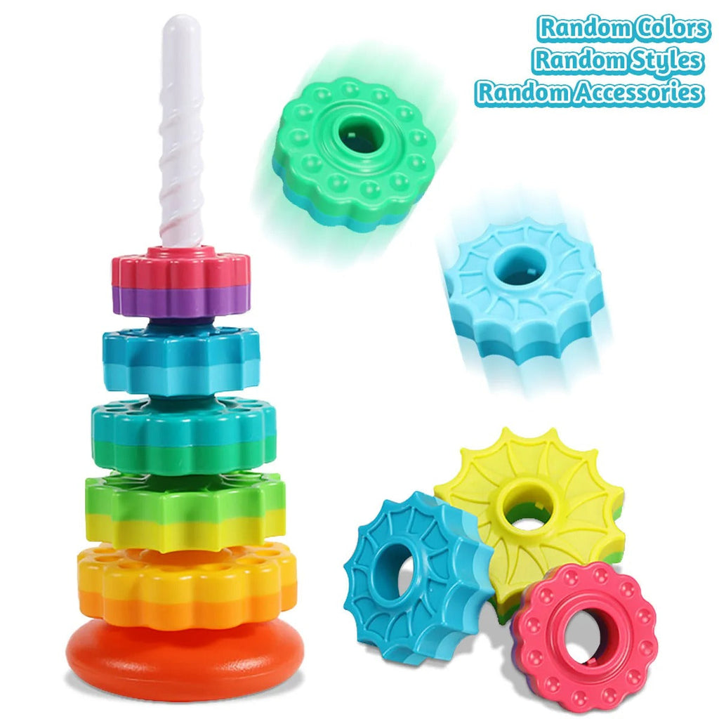 Jouet d’empilage de disques en spirale - Apprentissage des couleurs, des formes et des tailles