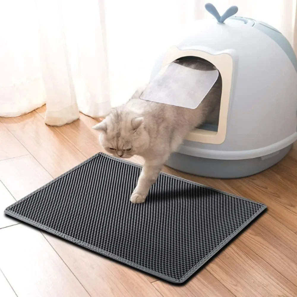 Kattenbakmat — tweelaagse honingraatmat voor het opvangen van kattenbakvulling