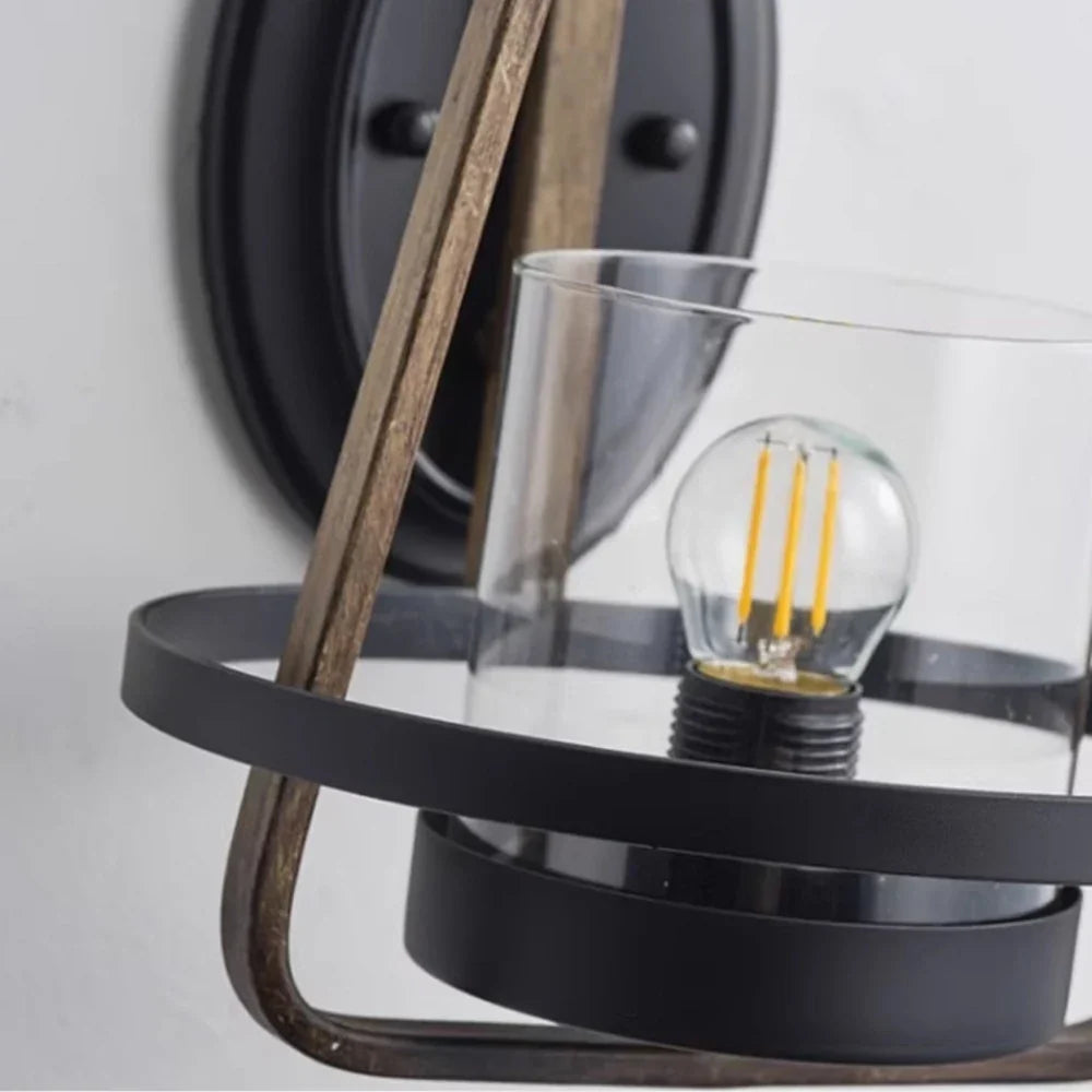 Rust Metal Clear Glass Wall Sconce | Souliia
