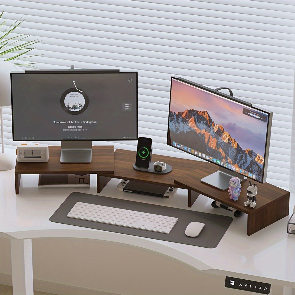 Dualdesk Adjustable Dual Monitor Stand — Laptop Tray and Accessory Organizer