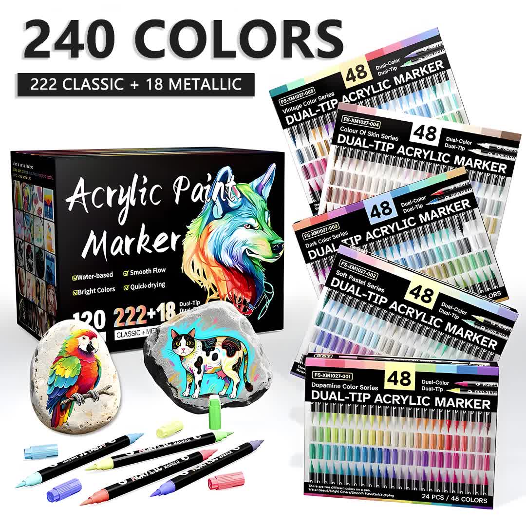 Set of 120 Acrylic Markers - Souliia