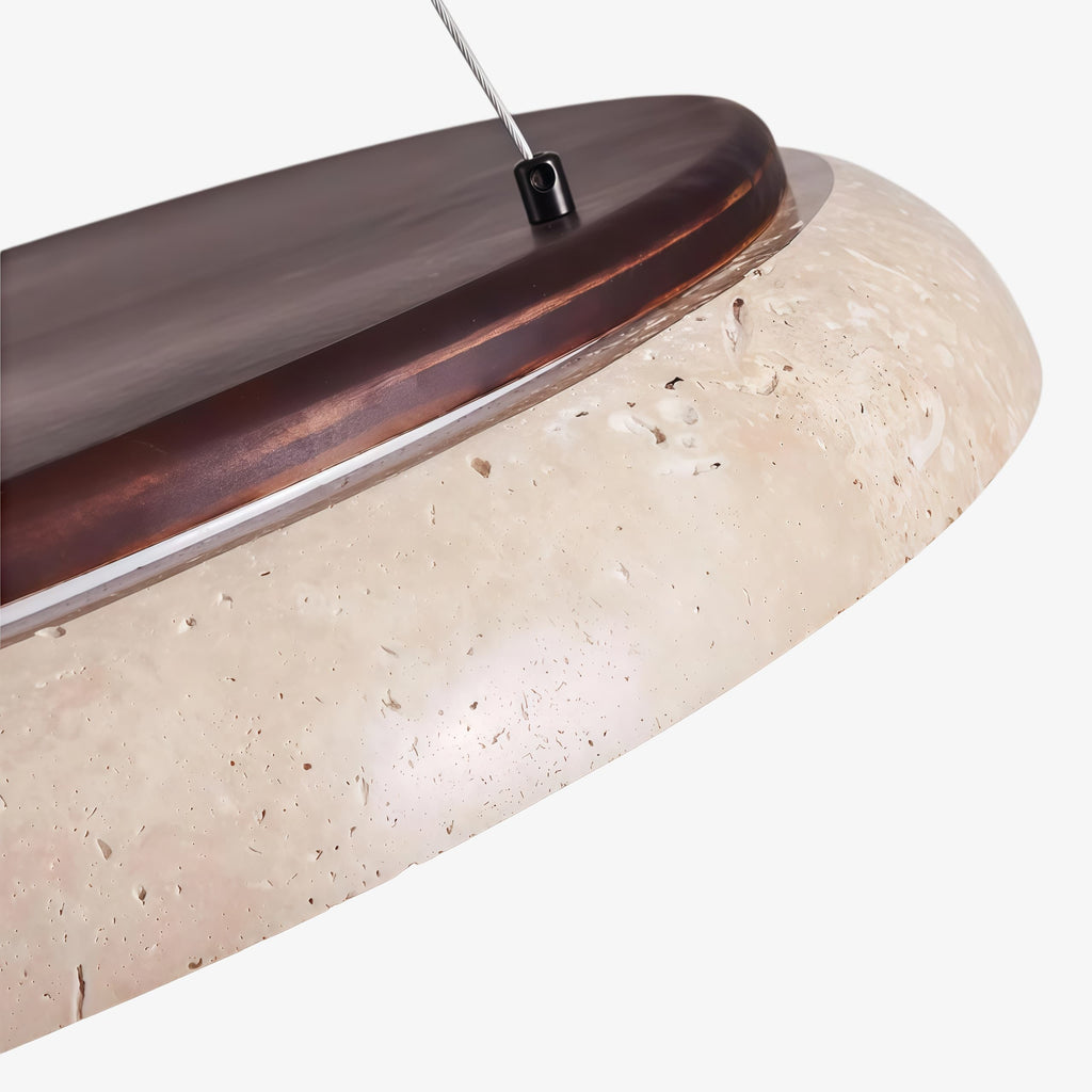 Torvella Textured Ring Travertine Pendant Ceiling Lamp - Entryway Statement Light | Souliia