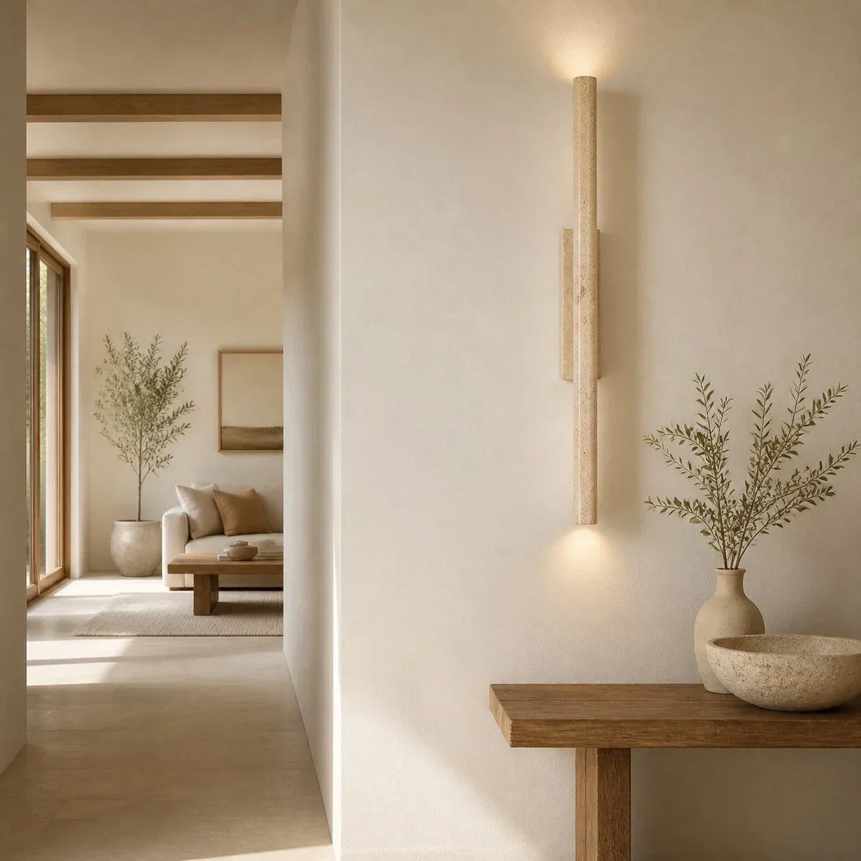 Stone Linear Wall Sconce, Up Down Wall Light for Hallway, Vanity, Bedroom and Stairway | Souliia