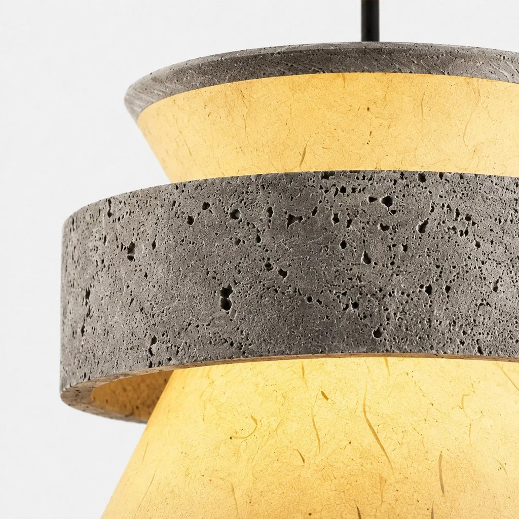 Silver Stone Texture Rice Paper Pendant Light | Souliia