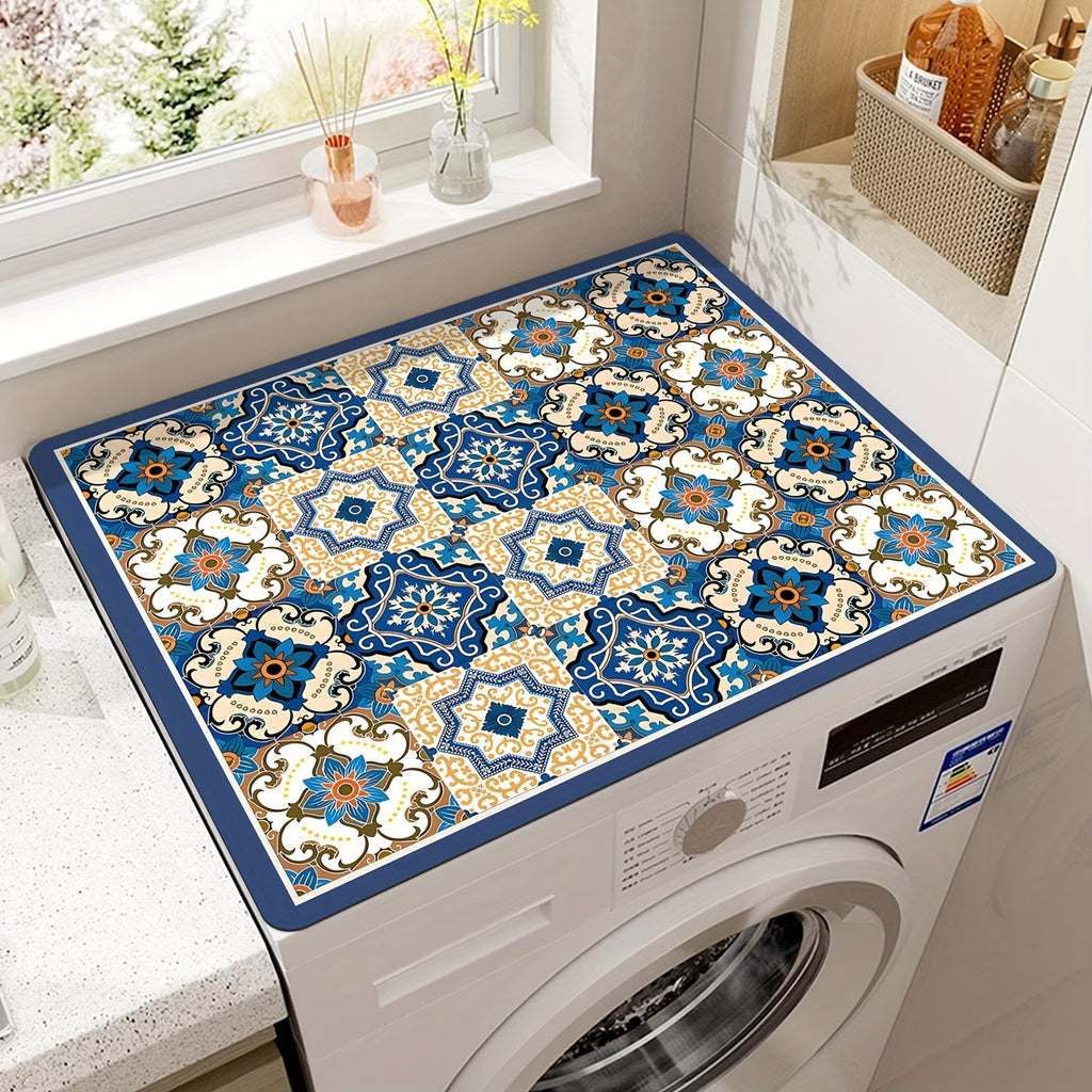 Retro Mosaic Washing Machine Cover Mat - Souliia