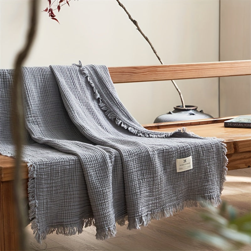 Softcloud Four-Layer Cotton Crepe Blanket — Neutral Beige, Lightweight