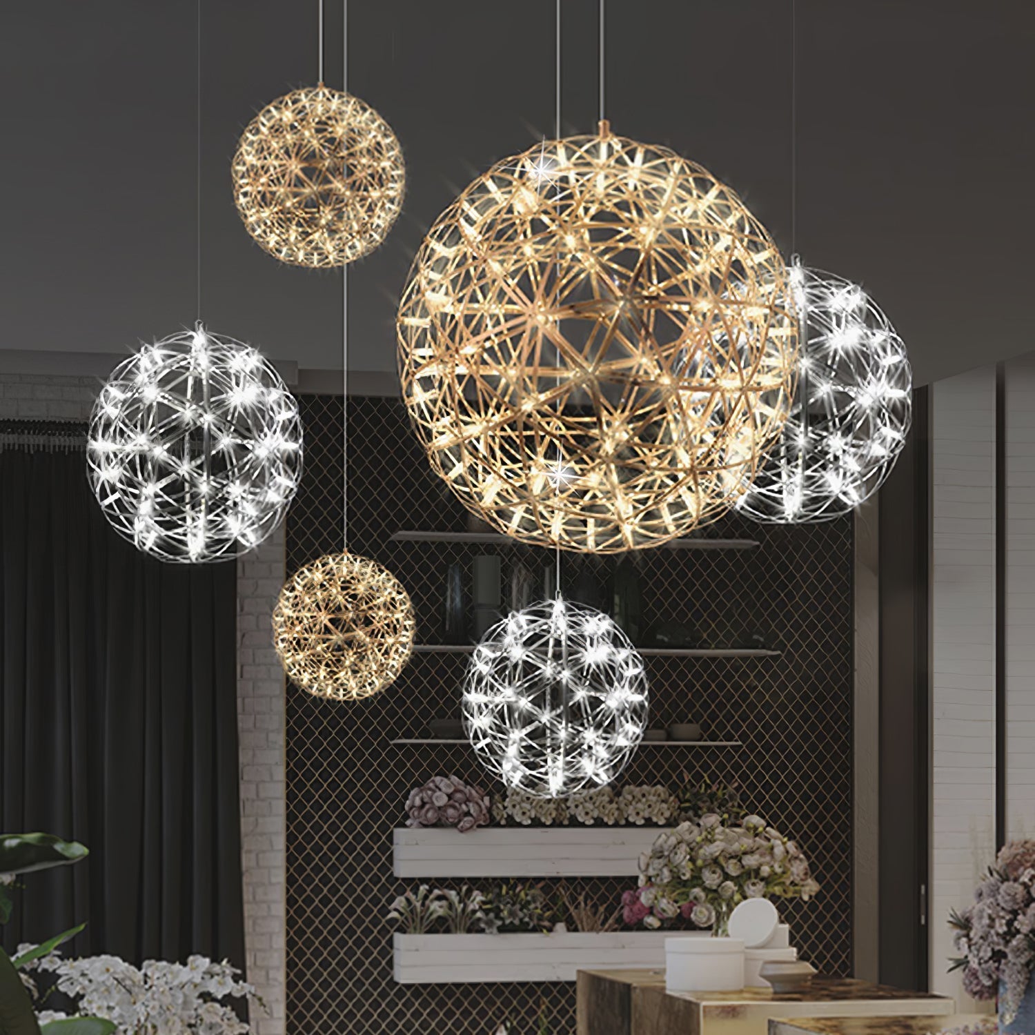 Silver Spark Ball Pendant Light | Souliia