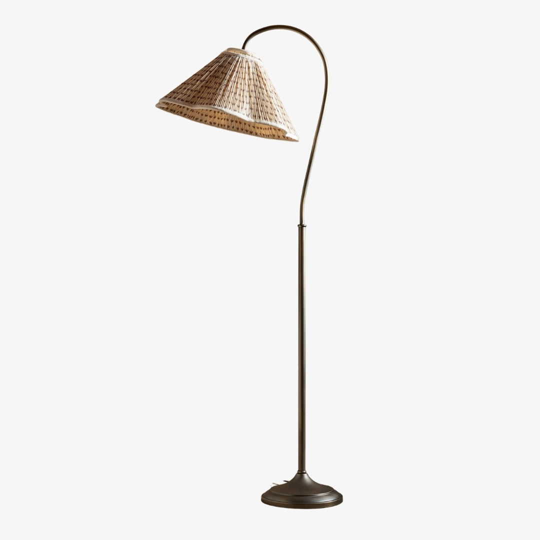 Solmire Blumen-Stehleuchte mit Schwanenhals - Plissierter Stoff-Metallschirm für Wohnzimmer und Schlafzimmer | Souliia