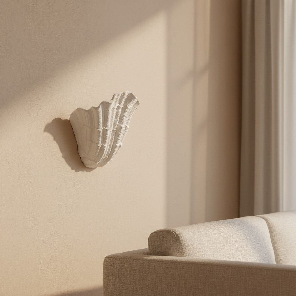 Seavira Organische Muschelstruktur-Wandleuchte – Moderne Putz-Wandleuchte für Wohnzimmer und Eingangsbereich | Souliia