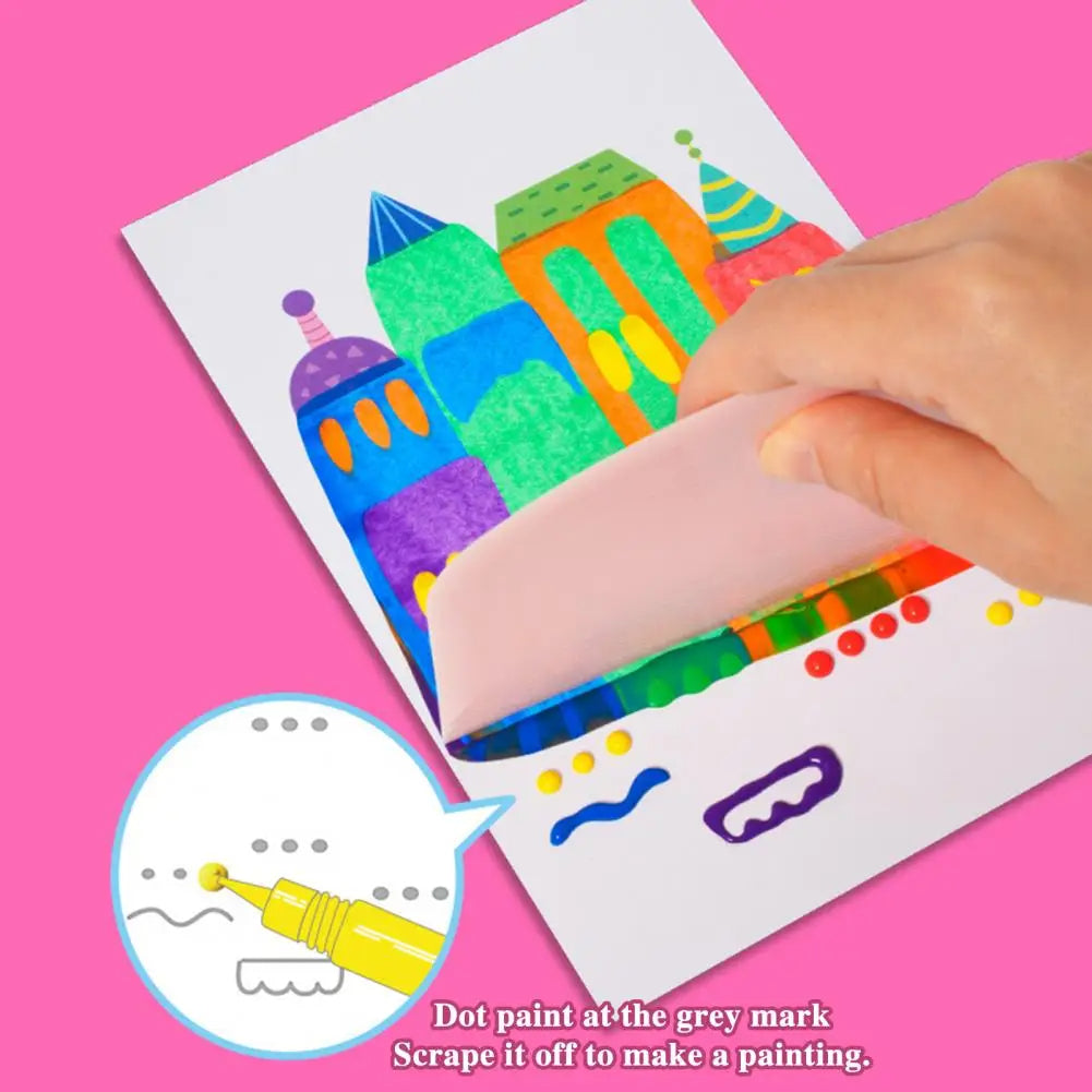 Kids Squeegee Art Kit — 20 Sheets, 7 Paints & 6 Watercolor Pens
