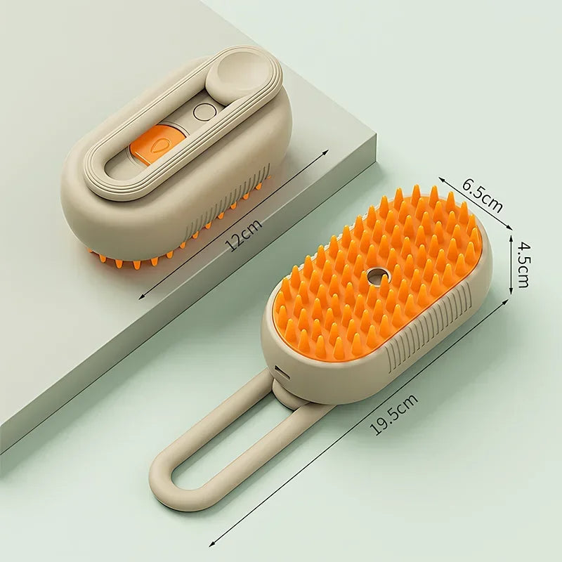 3-in-1-Dampfhaarbürste für Haustiere — Fellpflege, Massage & Unterwollentfernung
