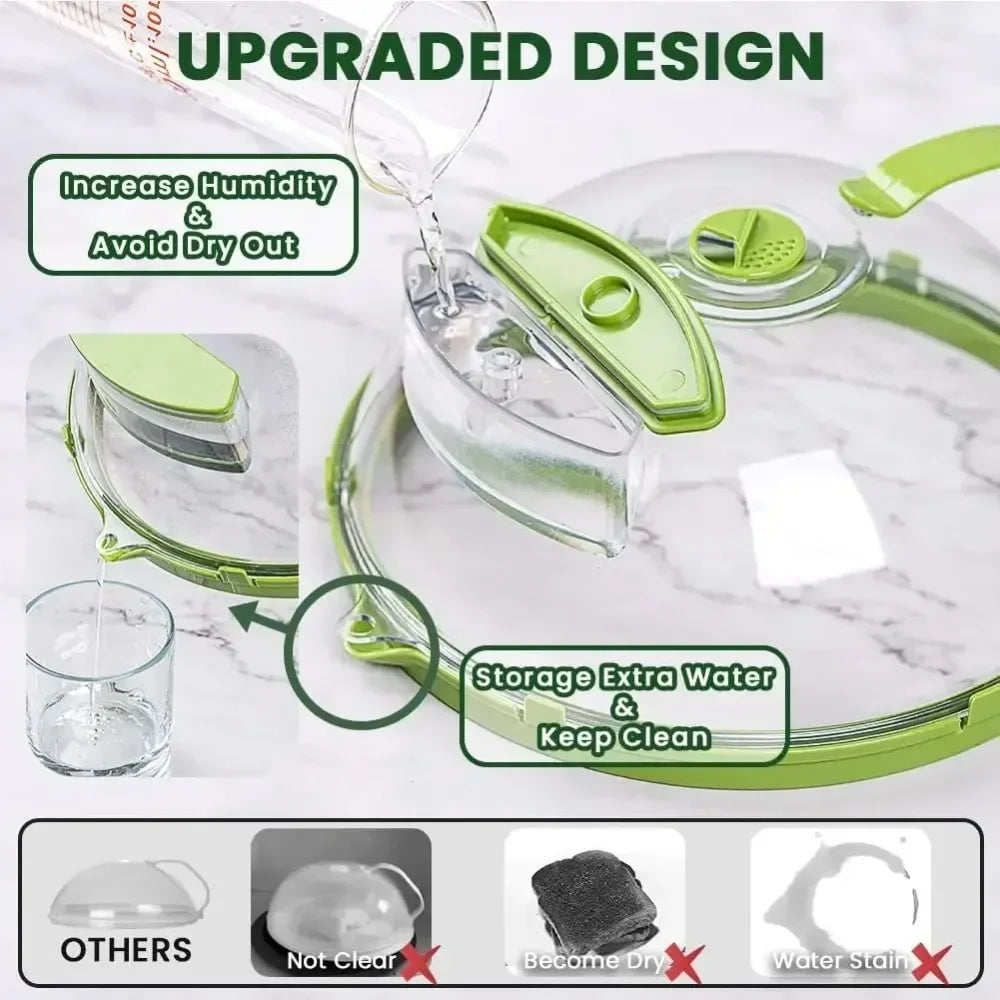 Capac de 10-Inch pentru alimente, pentru cuptorul cu microunde, cu aparat de gătit la abur integrat