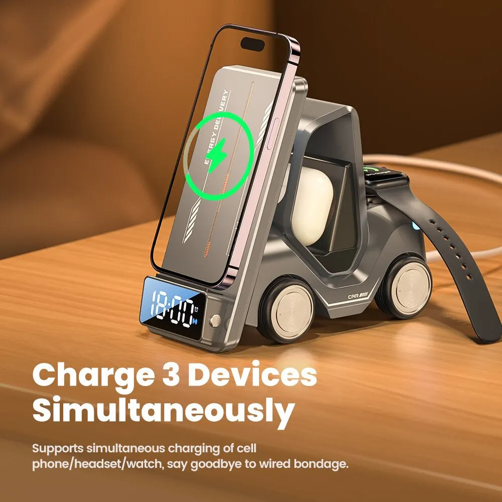 5-in-1 Forklift Wireless Charger, Alarm Clock & Night Light