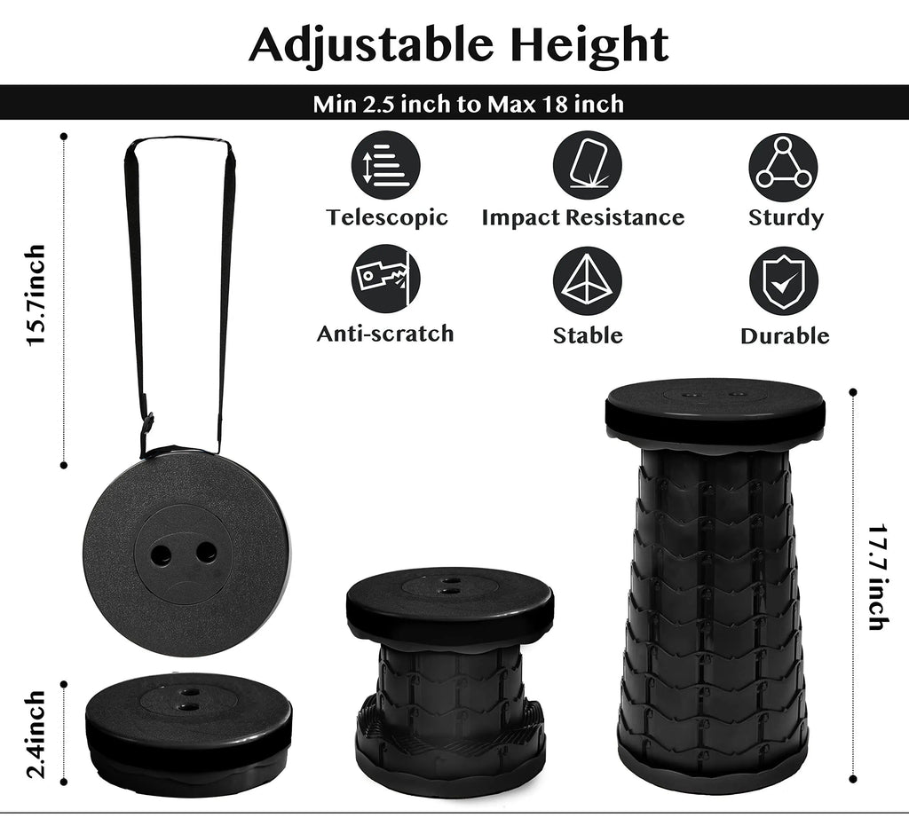 Tabouret pliant télescopique — Design compact, capacité de 150kg
