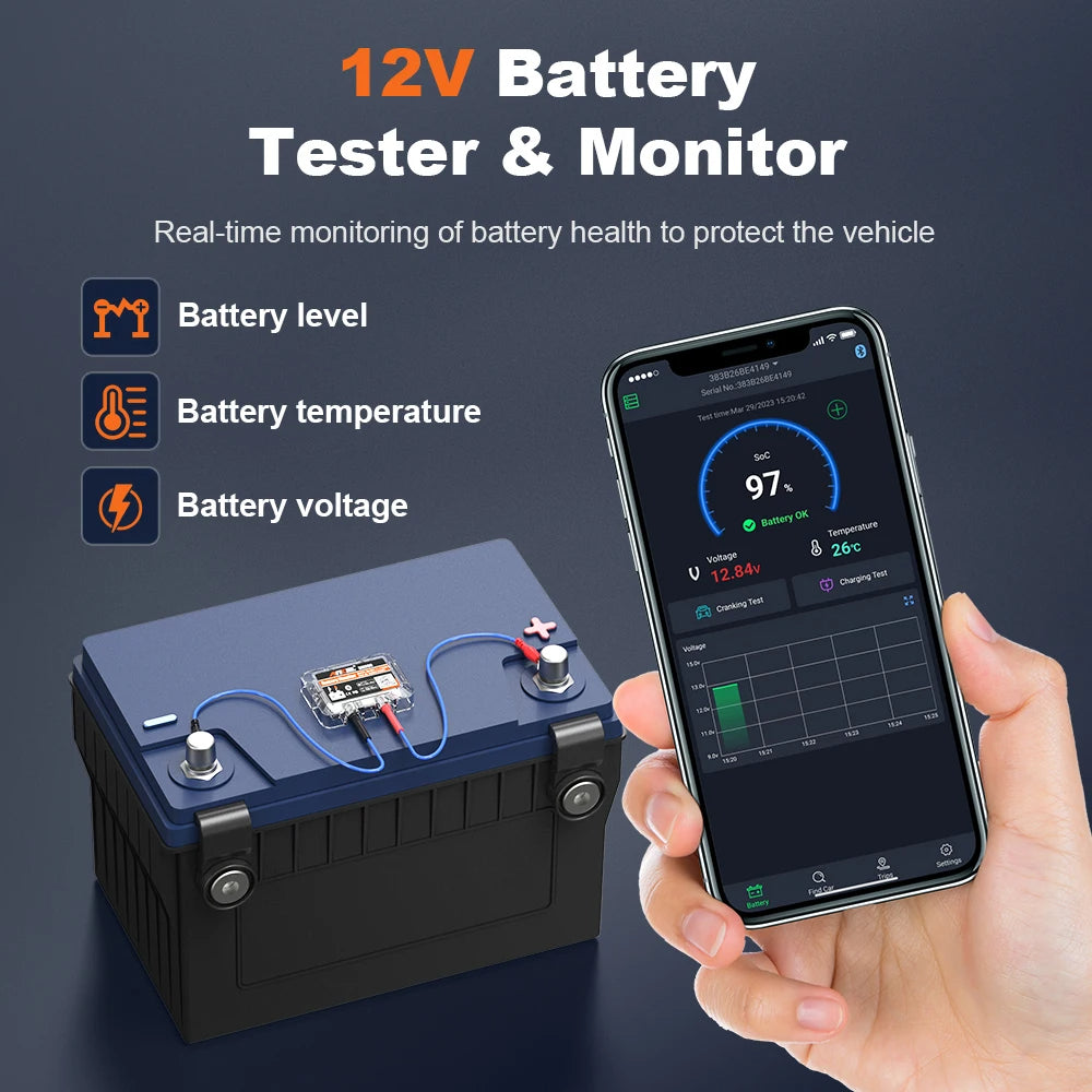 Intelligenter Autobatterietester - Bluetooth-Echtzeit-Zustandsüberwachung