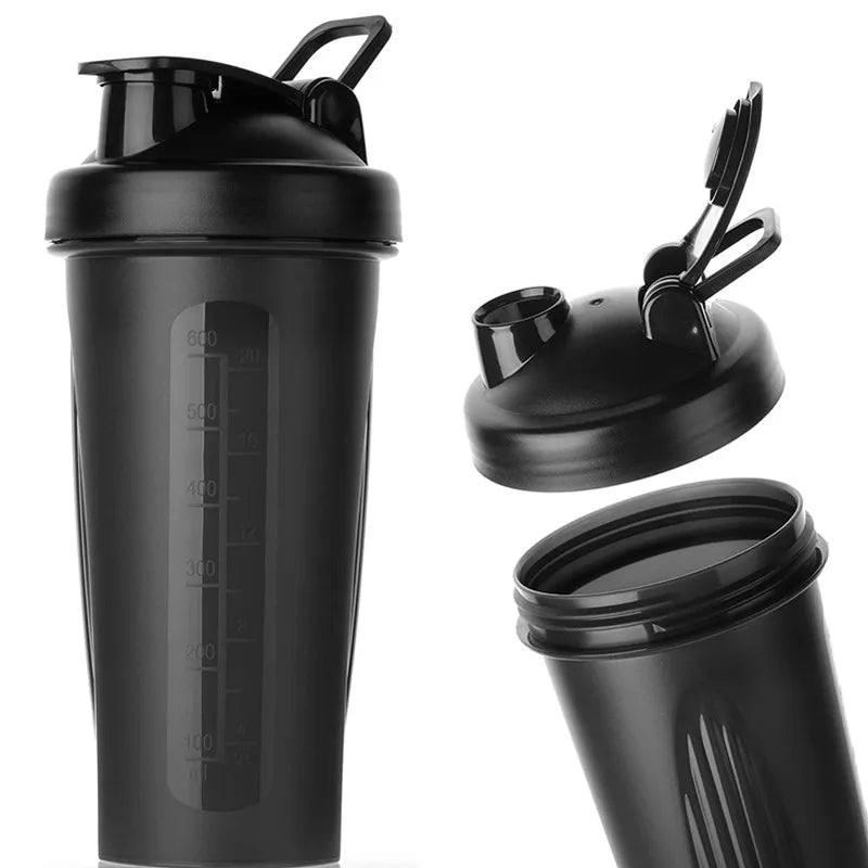 Garrafa shaker de proteína de 600ml — Design à prova de fugas, bola misturadora