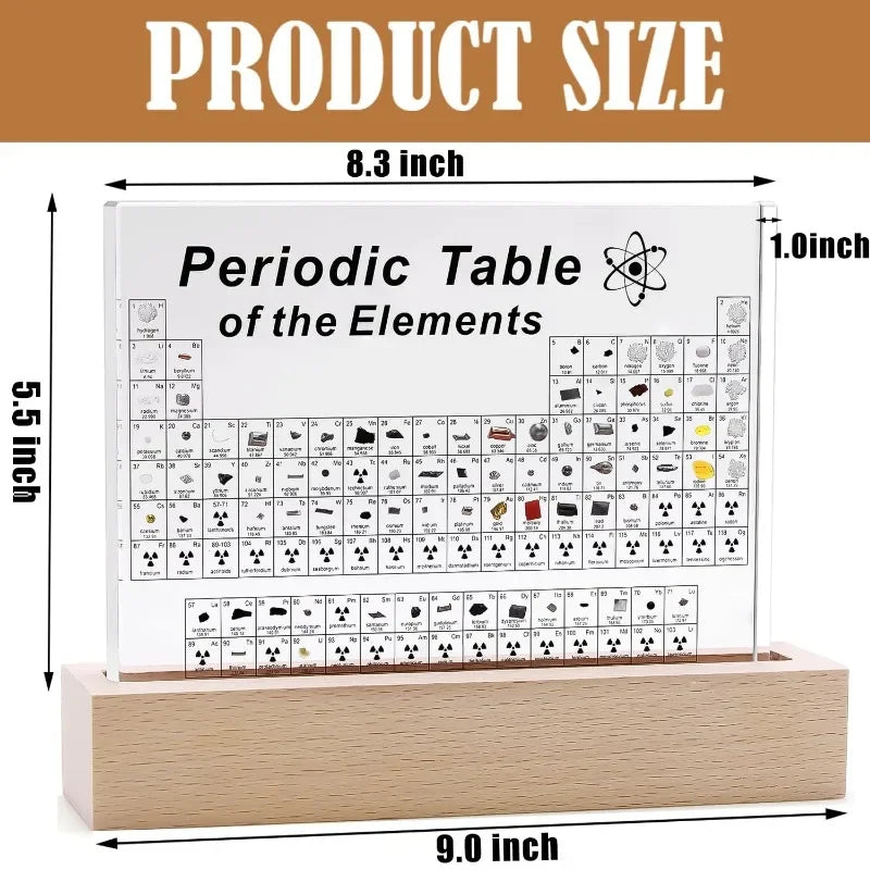 Tabel periodic acrilic al elementelor cu bază luminoasă din lemn