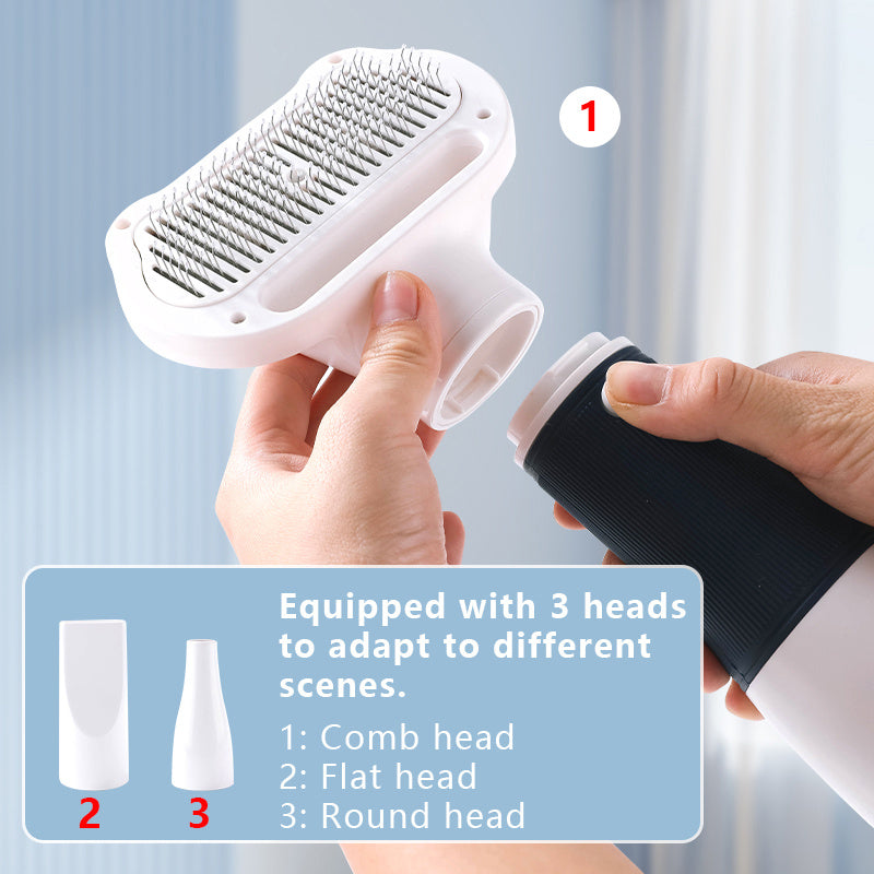Sèche-poils pour chien 3-en-1 avec brosse de toilettage et peigne coiffant