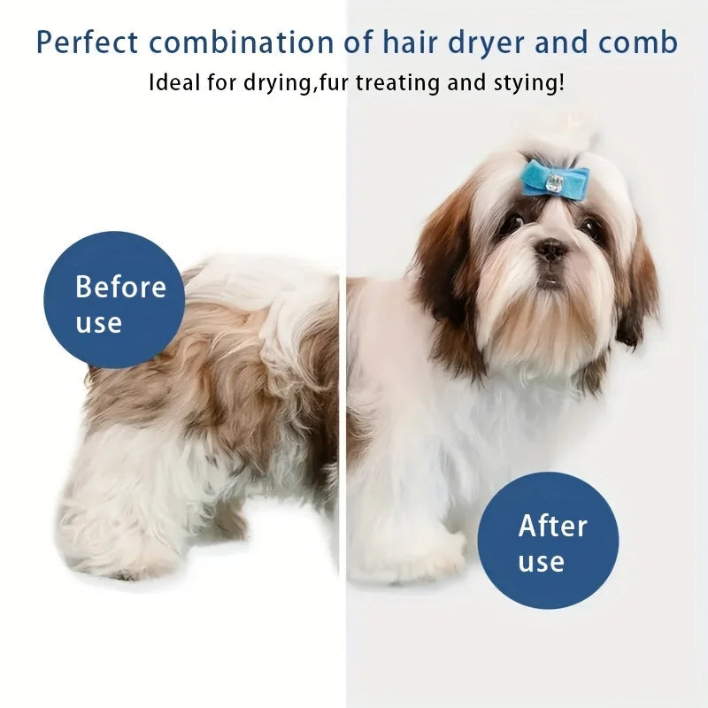 Sèche-poils pour chien 3-en-1 avec brosse de toilettage et peigne coiffant