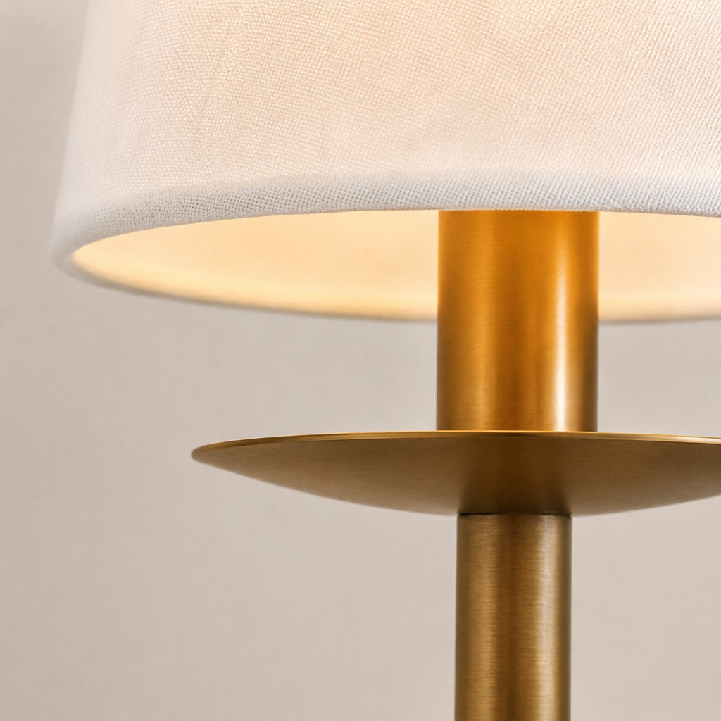 Rowan Classic Linen Wall Sconce - Brass Light With Fabric Drum Shade | Souliia