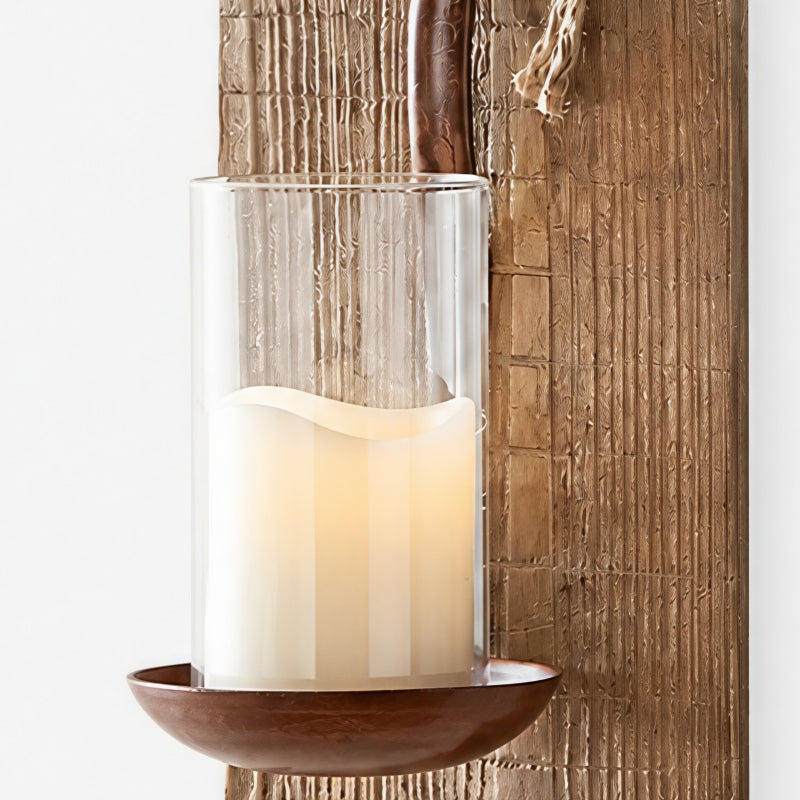 Rustic Farmhouse Wooden Wall Sconce | Souliia