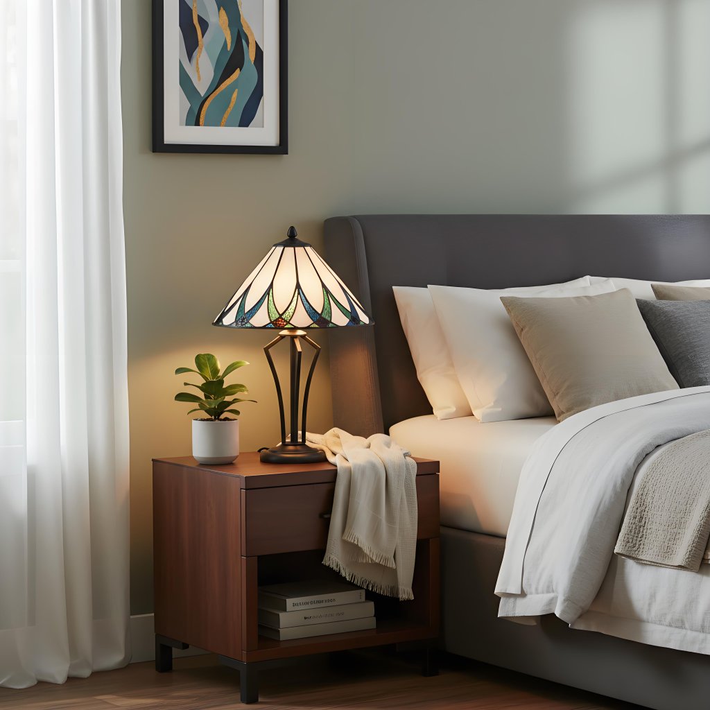 TF Handgeblasene Wasserwellen-Glas-Tischlampe – Klassische Tischbeleuchtung für Sofa-Beistelltisch und Nachttisch | Souliia