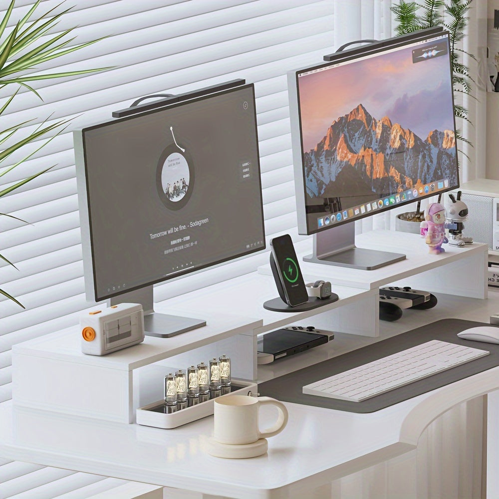 Dualdesk Adjustable Dual Monitor Stand — Laptop Tray and Accessory Organizer