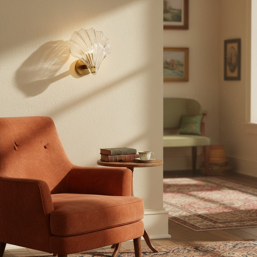Shellora Stylish Shell Wall Light – Sculptural Glass and Metal Wall Lamp for Home N44 | Souliia