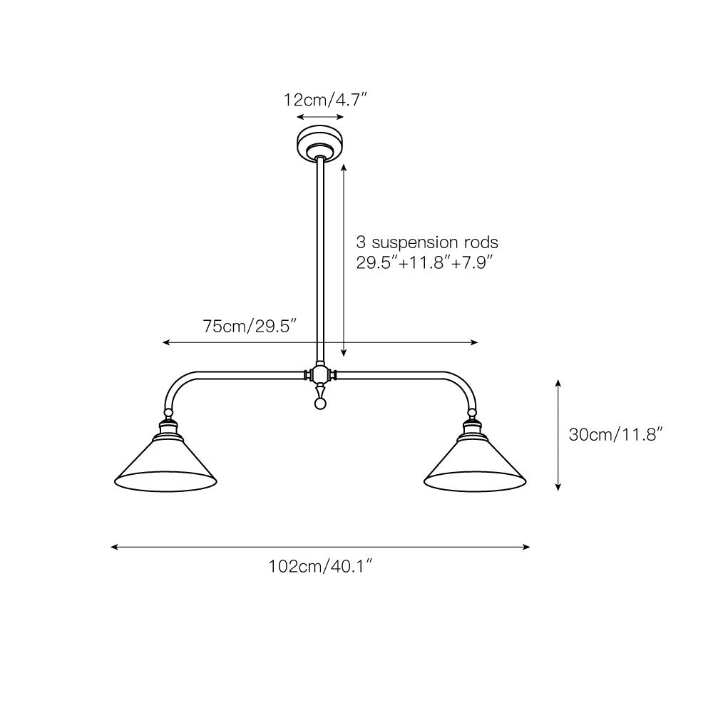 Lumos Dual-Head Brass Bar Pendant – Modern Architectural Lighting for Kitchen Island | Souliia