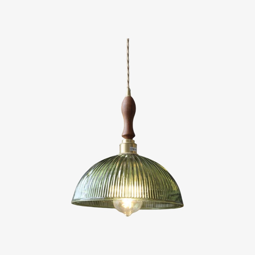 Ribilux Ribbed Pendant Light - Vintage Glass and Metal for Kitchen and Dining Room | Souliia