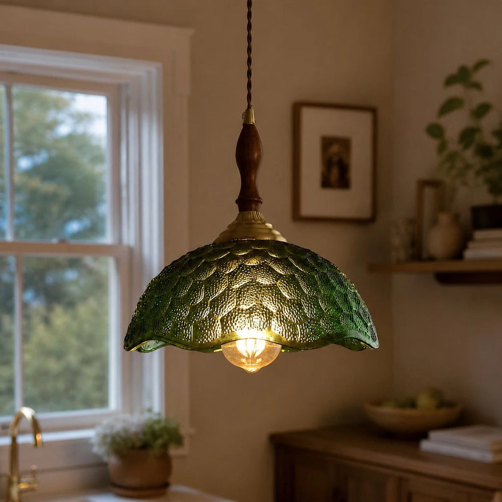Vintage pendel i bølgekantet glas | Souliia