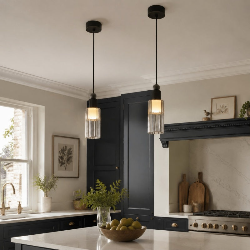 Ribbed Glass Mini LED Pendant Light | Souliia