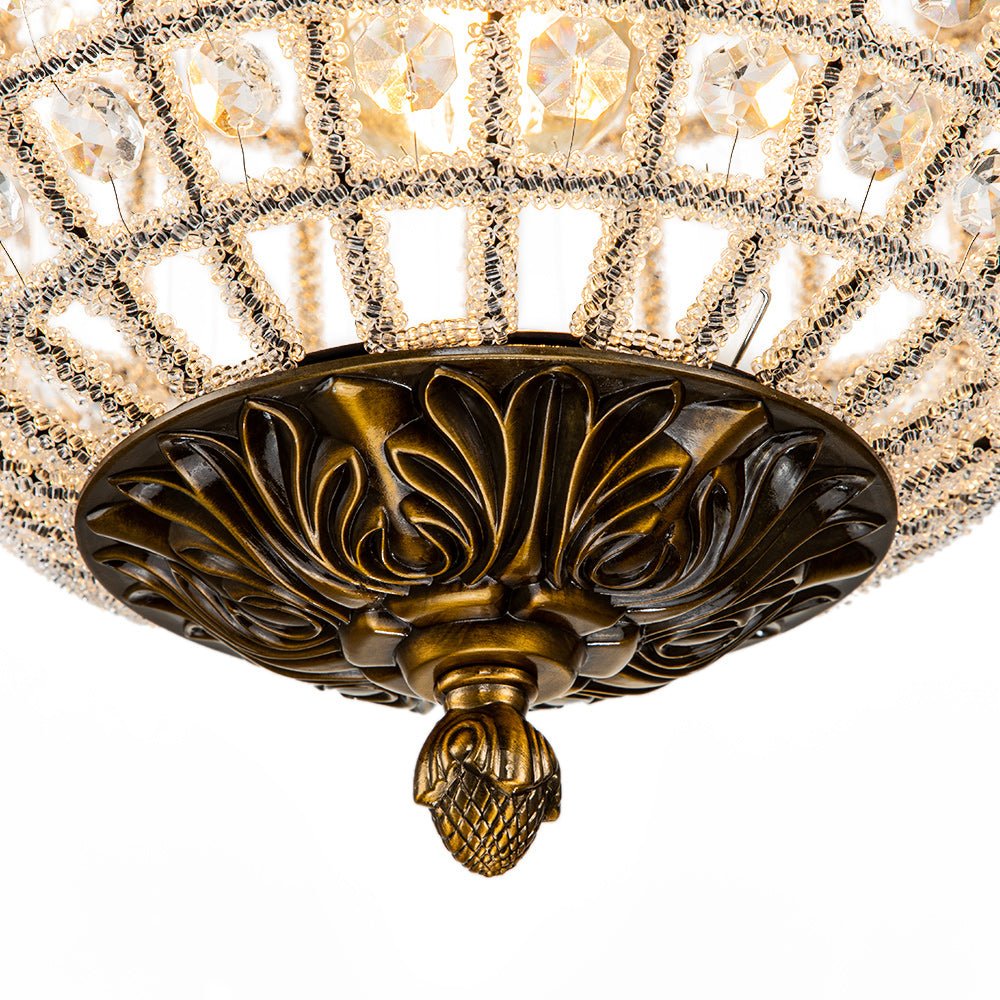 Luxurious Vintage Crystal Globe Chandelier with Antique Brass Finish | Souliia